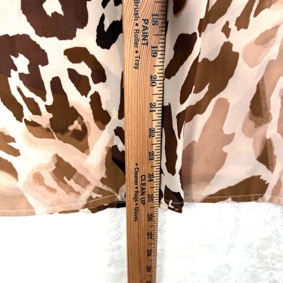 Chicos Watercolor Leopard Animal Print Sheer Blouse Top Womens 0 US S 4 Tan Brow - Picture 6 of 7